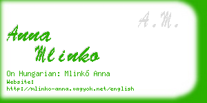 anna mlinko business card